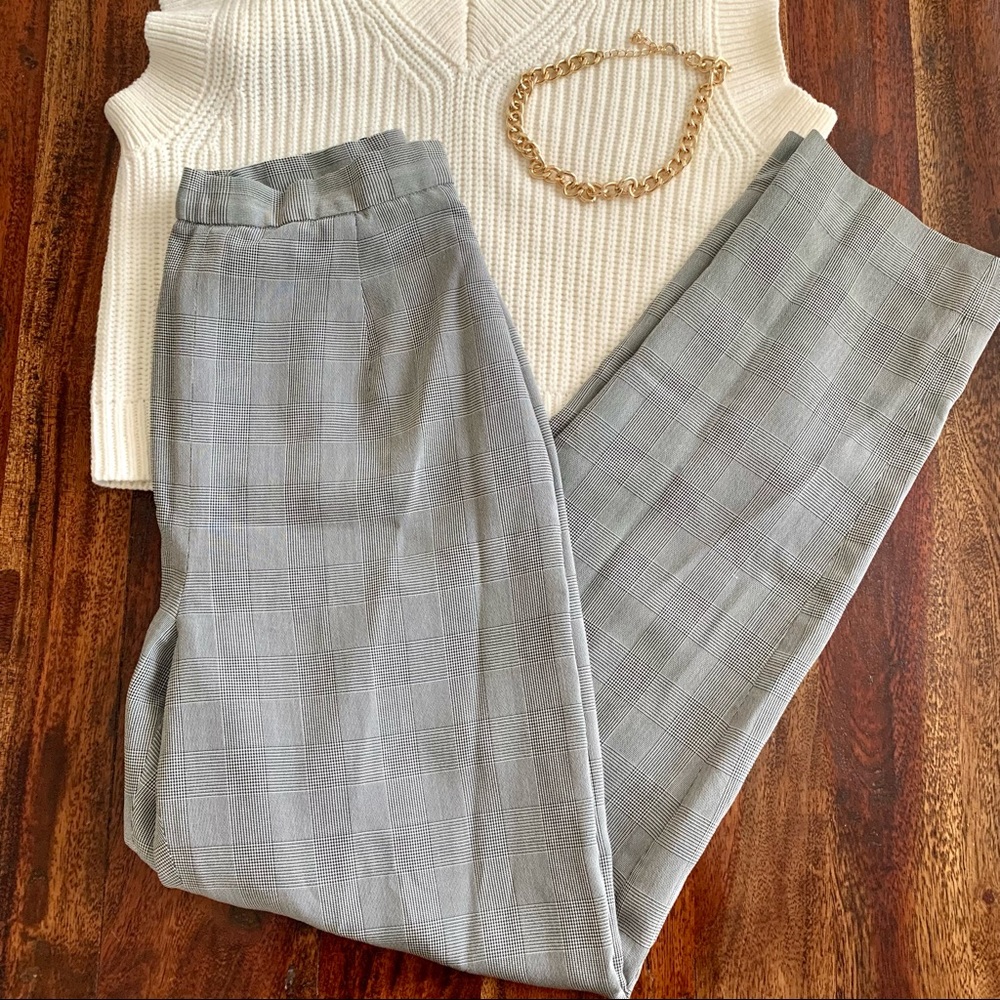 Vintage High Waist Plaid Trousers
